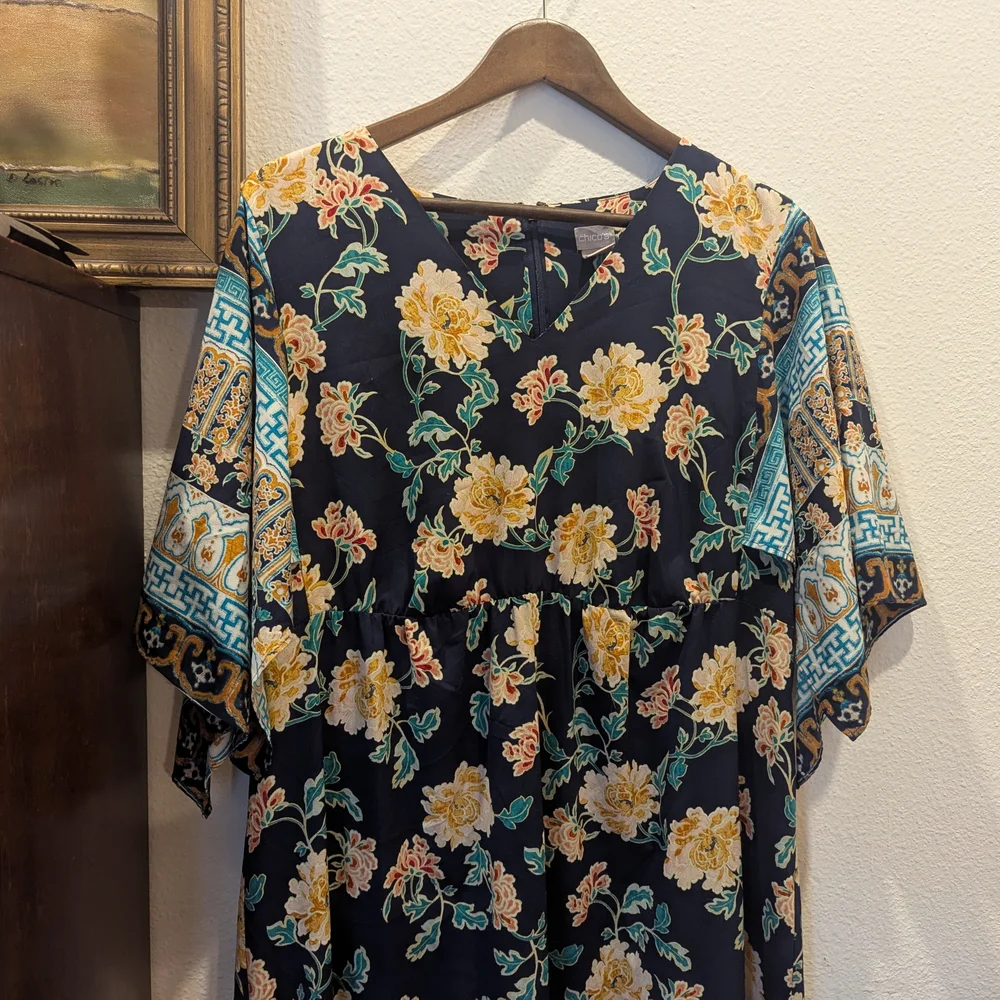 Chico's Floral Maxi Dress with Kimono Sleeves - Picture 2 of 5